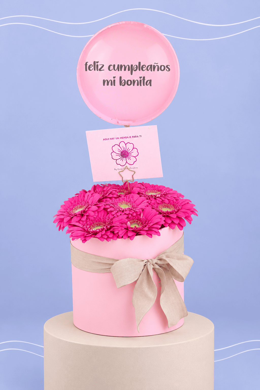 Arreglo floral de cumpleaños en tonos pastel